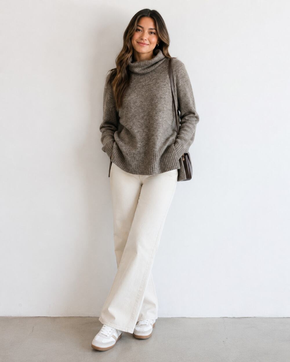 The Group Babaton Beige Alpaca & Wool Blend Turtleneck Sweater Womens S Pullover